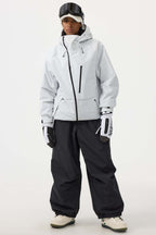 Women's Off White Face Vented Multi-pocket Snow Jacket Fully Waterproof Ski Jacket - Gsou Snow