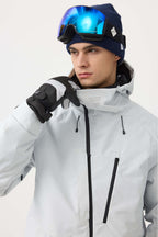 Men's Army Green Multi-Pocket Face-Vented Ski Jacket Fully Waterproof Snow Jacket