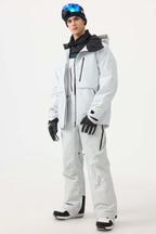 Men's Off White Multi-Pocket Face-Vented Ski Jacket Fully Waterproof Snow Jacket