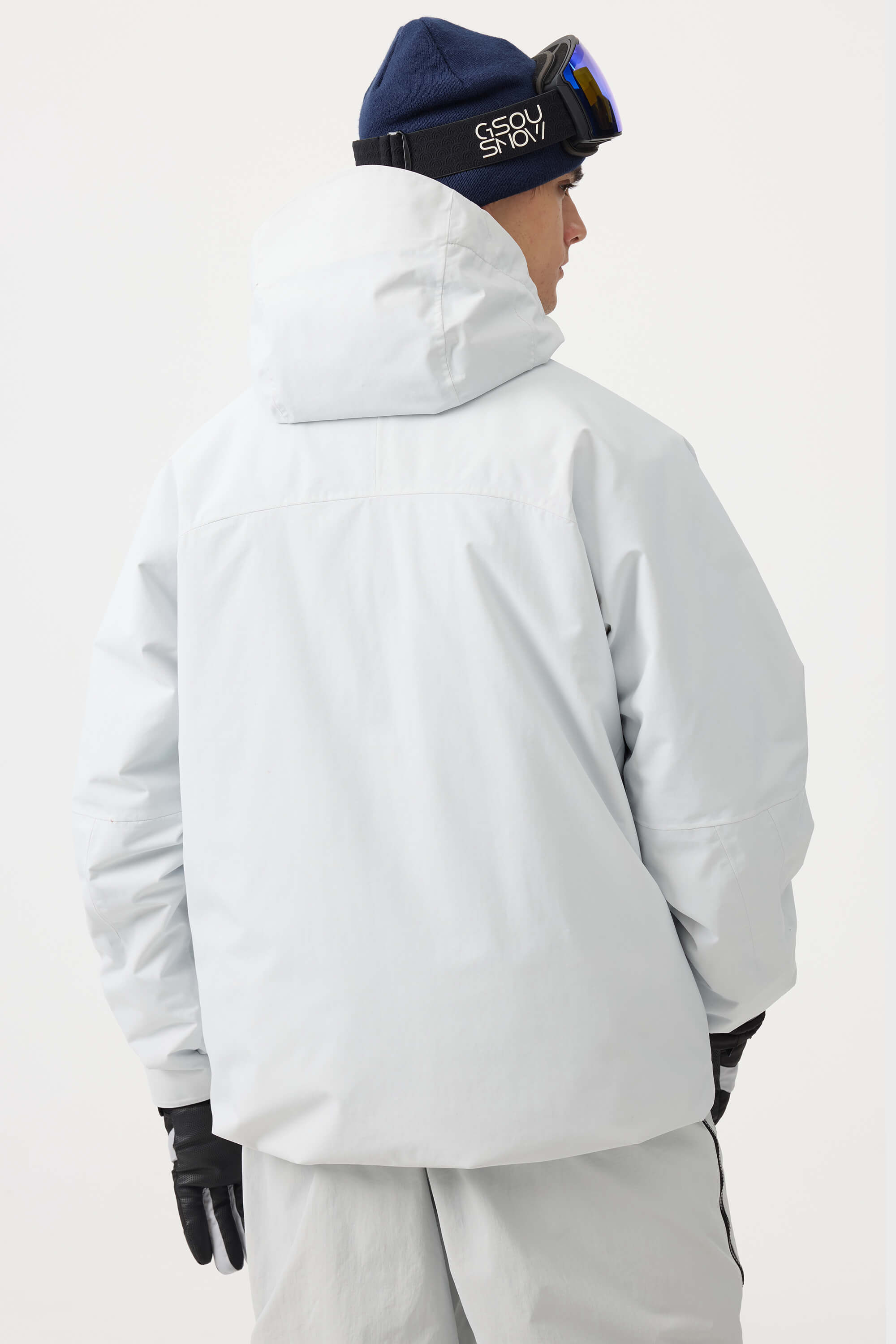 Men's Off White Multi-Pocket Face-Vented Ski Jacket Fully Waterproof Snow Jacket