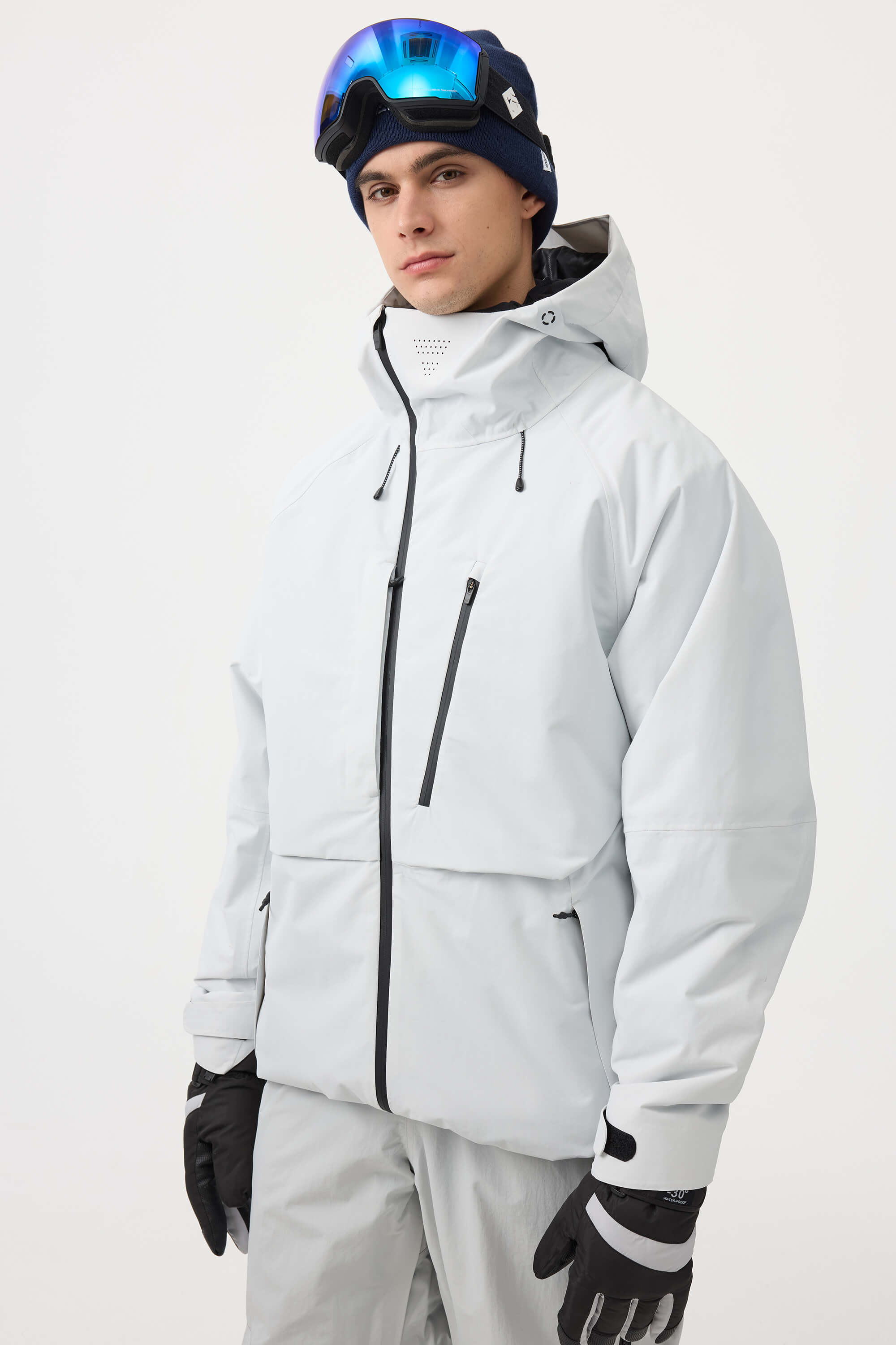 Men's Lavender Multi-Pocket Face-Vented Ski Jacket Fully Waterproof Snow Jacket