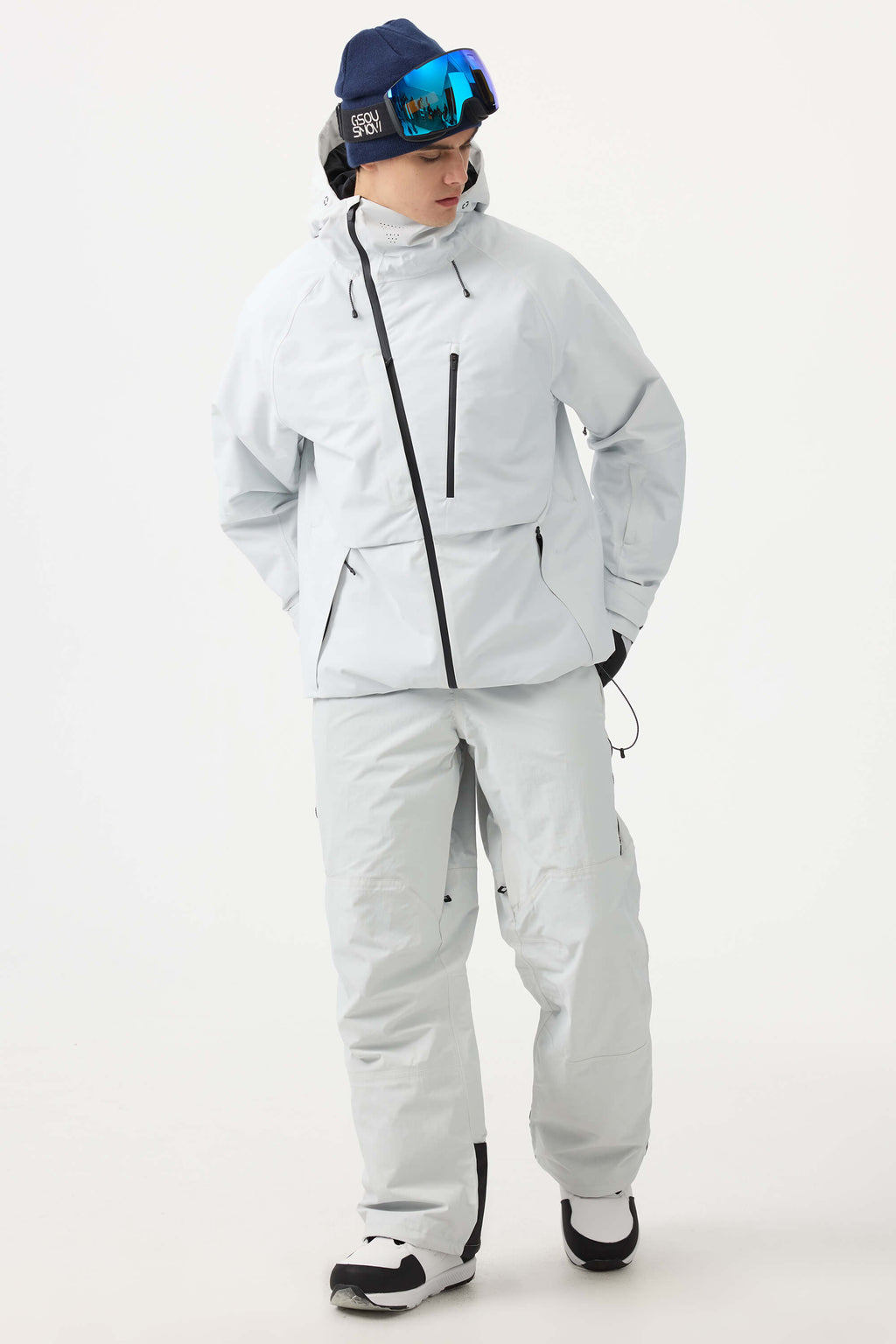 Men's White Face Vented Multi-pocket Snow Jacket Fully Waterproof Ski Jacket - Gsou Snow