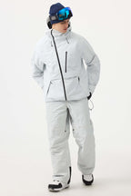 Men's White Face Vented Multi-pocket Snow Jacket Fully Waterproof Ski Jacket - Gsou Snow