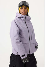 Women's Lavender Multi-Pocket Face-Vented Ski Jacket Fully Waterproof Snow Jacket