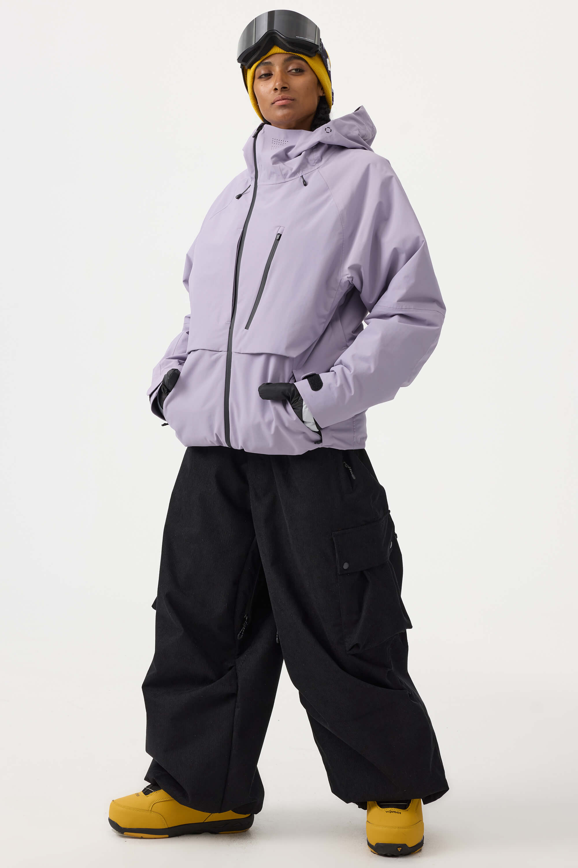 Women's White Multi-Pocket Face-Vented Ski Jacket Fully Waterproof Snow Jacket