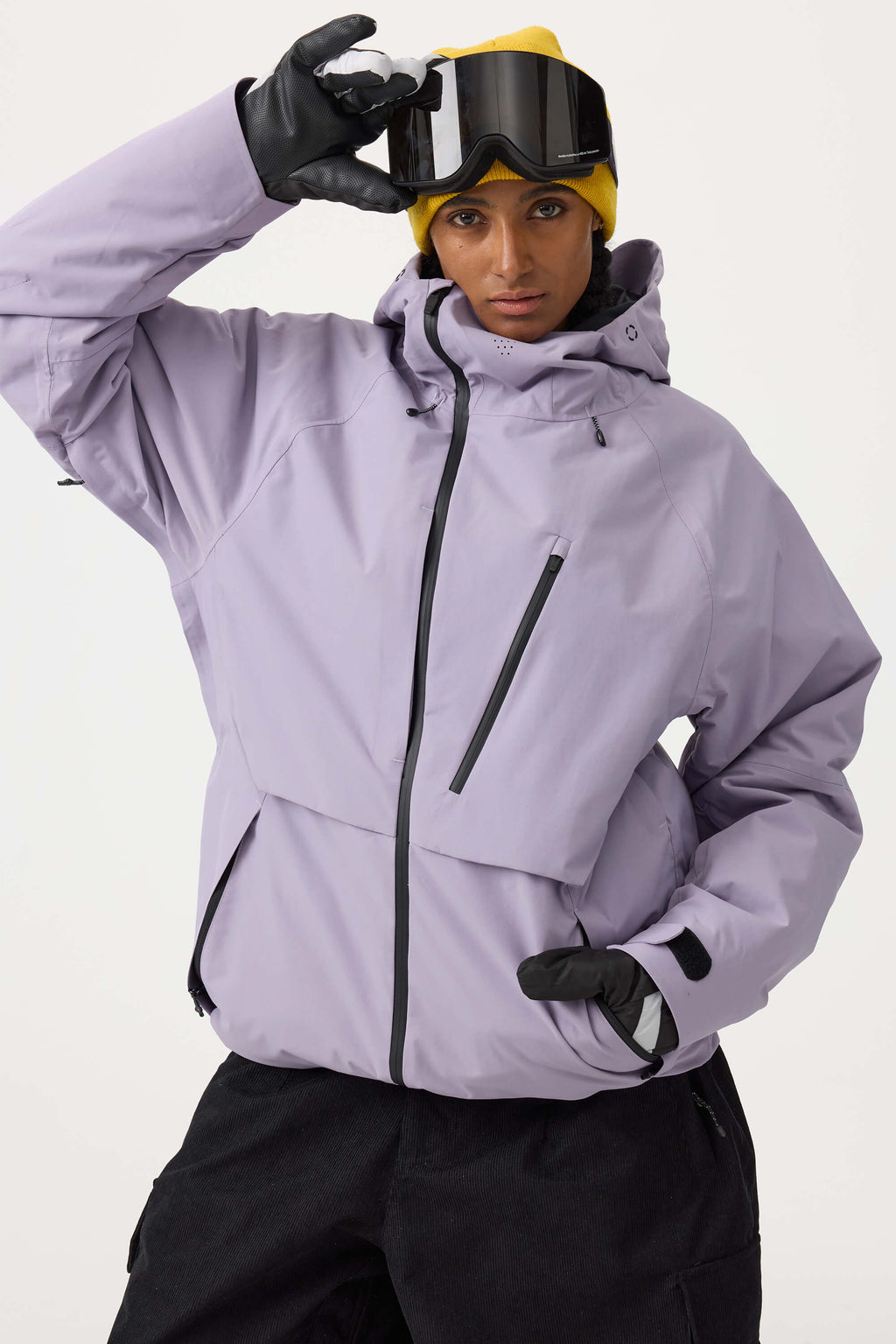 Women's Black Multi-Pocket Face-Vented Ski Jacket Fully Waterproof Snow Jacket