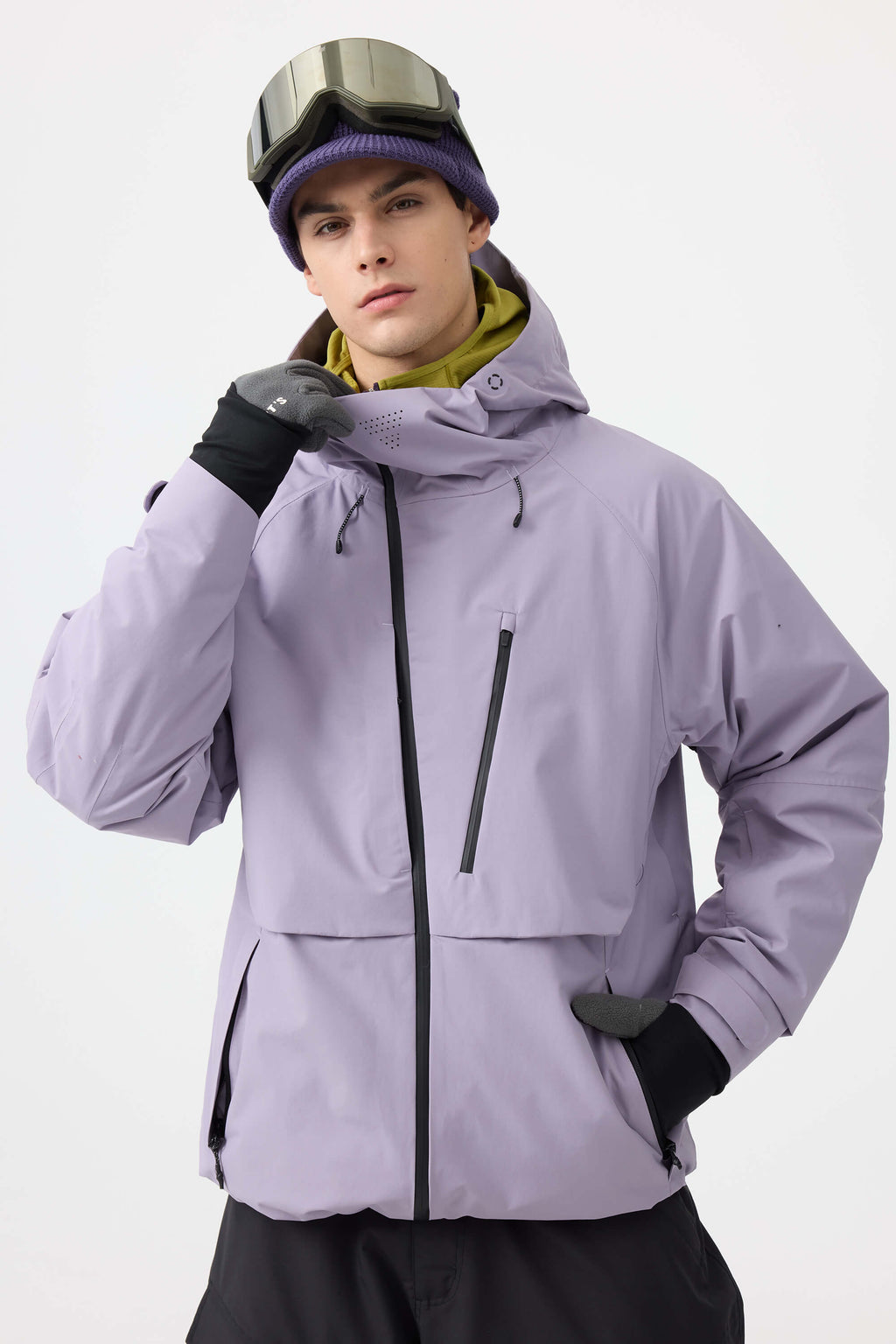 Men's Off White Multi-Pocket Face-Vented Ski Jacket Fully Waterproof Snow Jacket