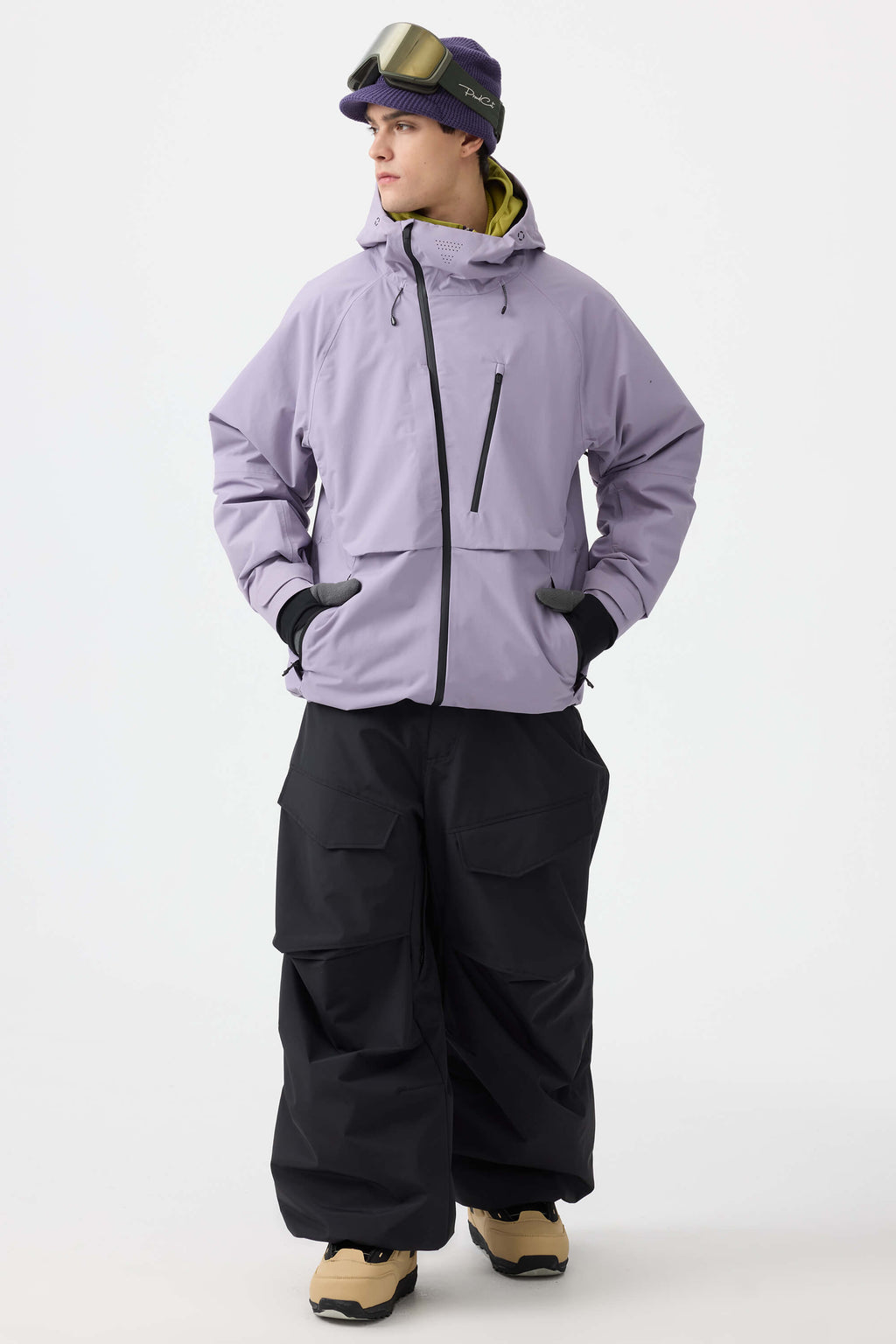 Men's Lavender Face Vented Multi-pocket Snow Jacket Fully Waterproof Ski Jacket - Gsou Snow