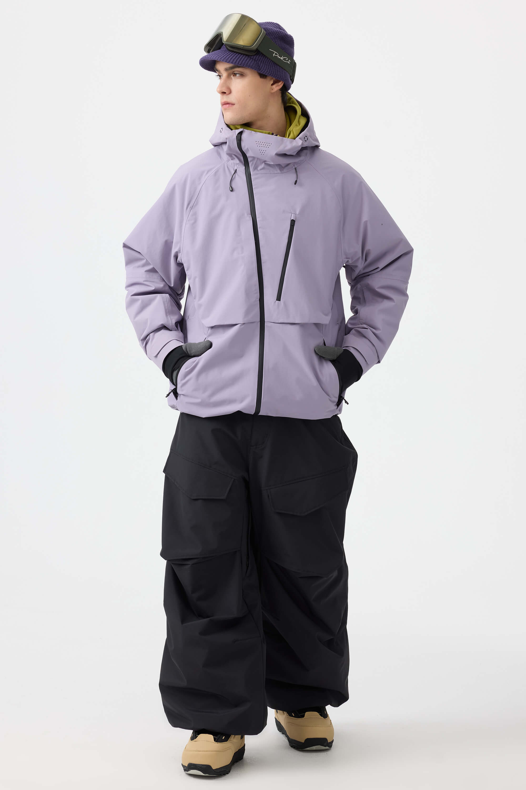 Men's Lavender Face Vented Multi-pocket Snow Jacket Fully Waterproof Ski Jacket - Gsou Snow