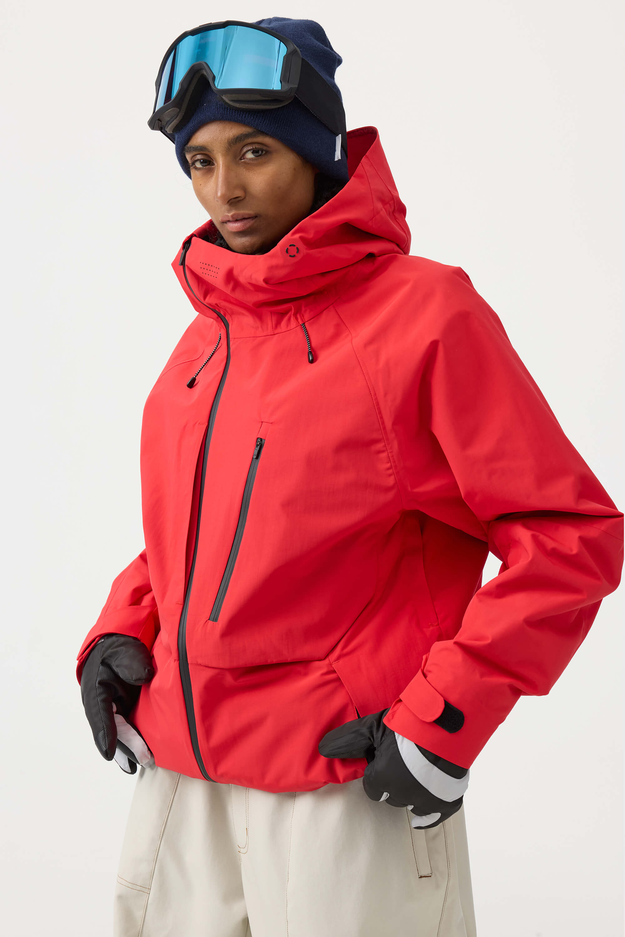 Women's Army Green Multi-Pocket Face-Vented Ski Jacket Fully Waterproof Snow Jacket