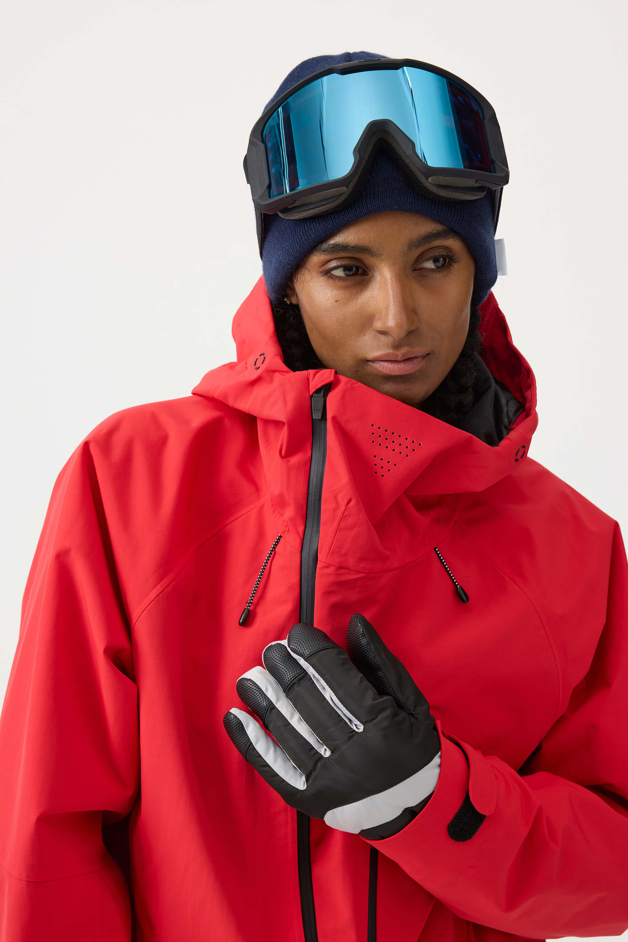 Women's White Multi-Pocket Face-Vented Ski Jacket Fully Waterproof Snow Jacket