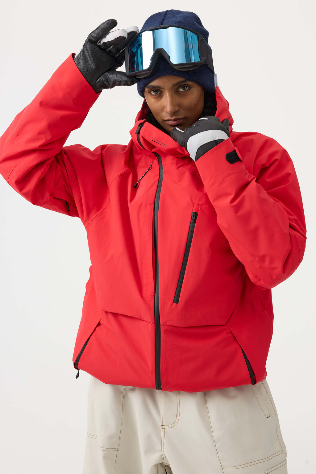 Women's Army Green Multi-Pocket Face-Vented Ski Jacket Fully Waterproof Snow Jacket