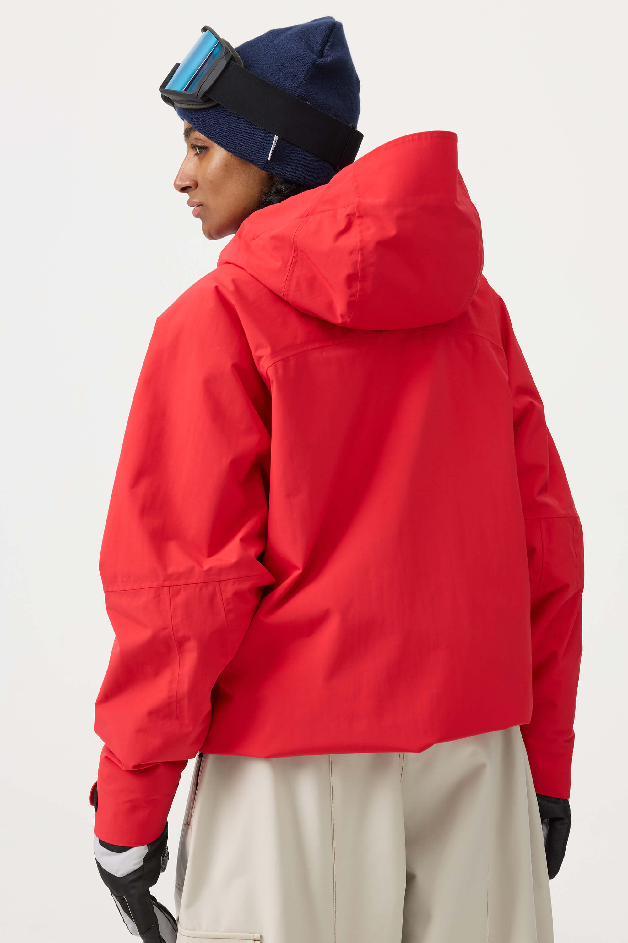 Women's White Multi-Pocket Face-Vented Ski Jacket Fully Waterproof Snow Jacket
