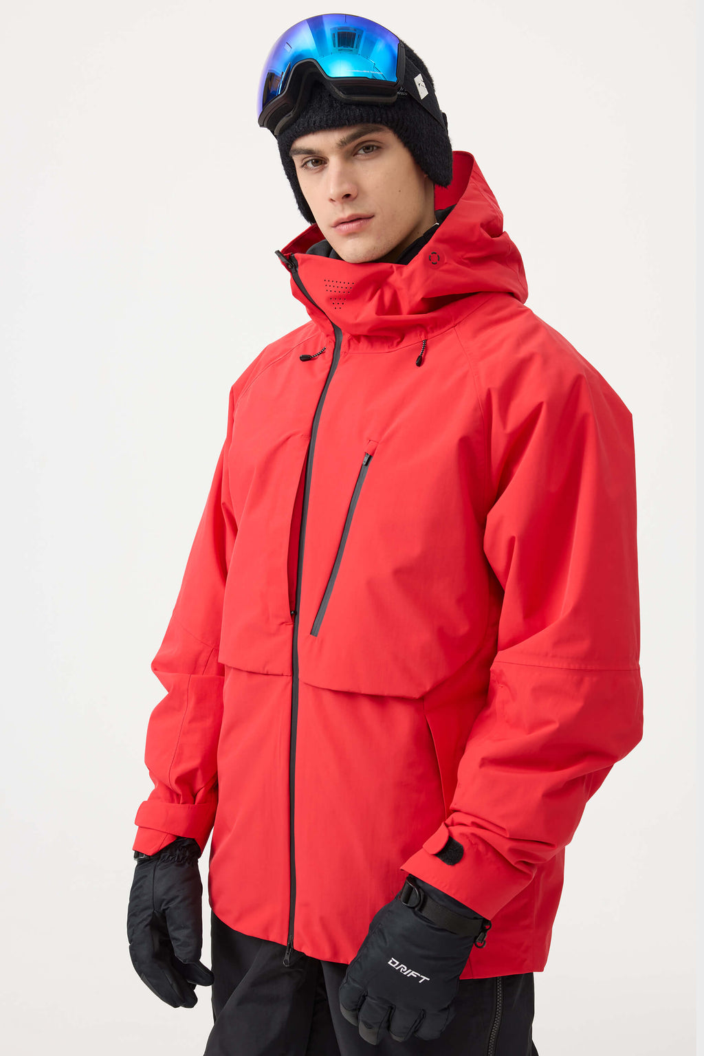 Men's Army Green Multi-Pocket Face-Vented Ski Jacket Fully Waterproof Snow Jacket