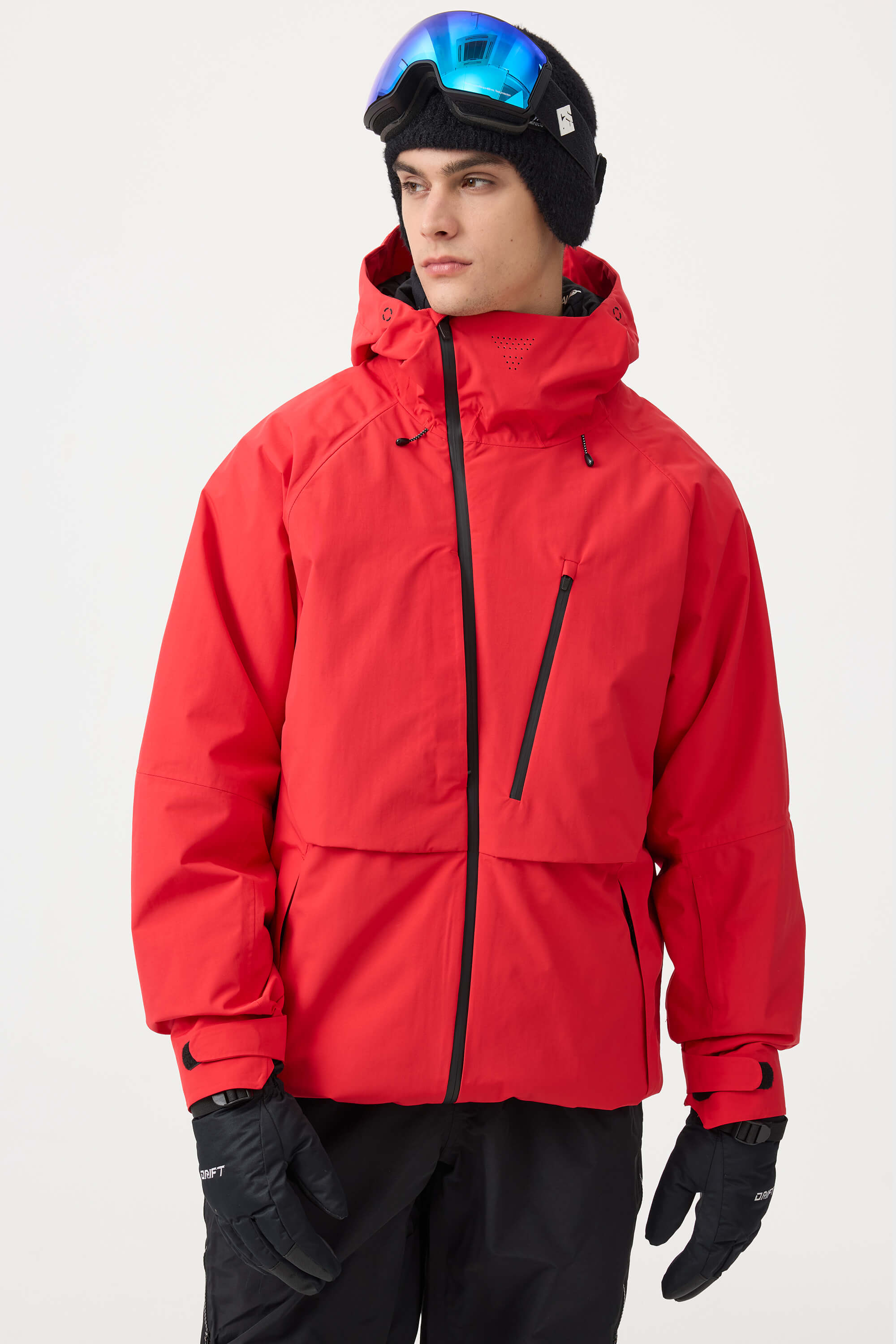 Men's Off White Multi-Pocket Face-Vented Ski Jacket Fully Waterproof Snow Jacket