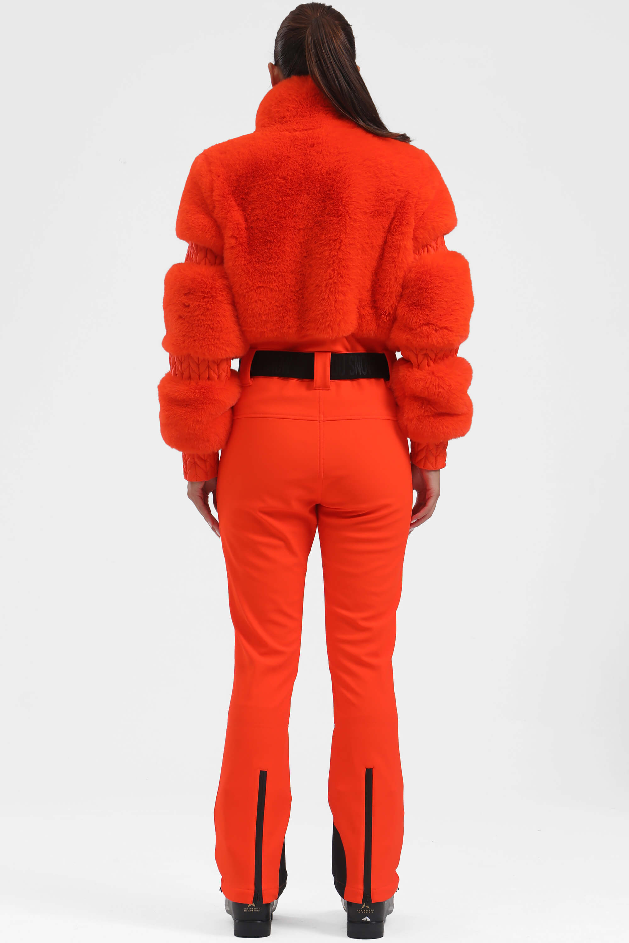 Magenta Elegant Faux-Fur One-Piece Ski Suit Snowboard Suit