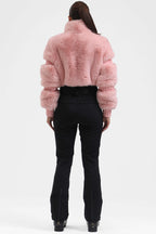 Black Elegant Faux-Fur One-Piece Ski Suit Snowboard Suit