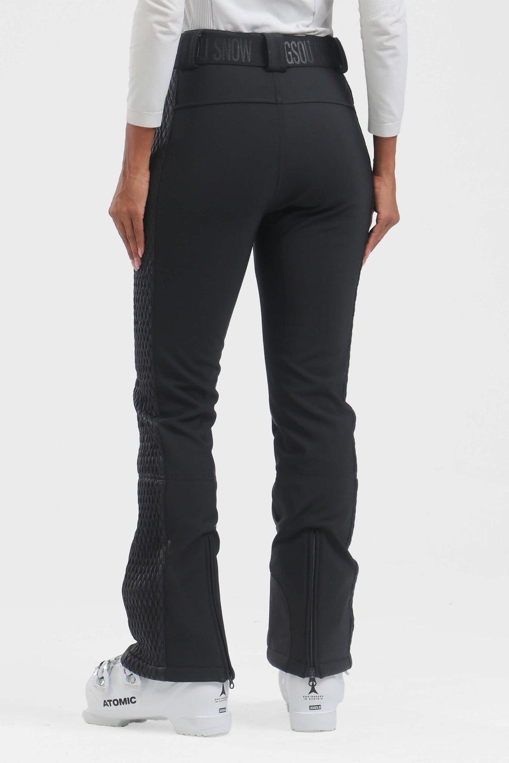 Women's White Padded Stretch Slim-Fit Ski Pants Snow Pants