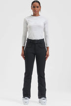 Women's Dark Brown Padded Stretch Slim-Fit Ski Pants Snow Pants