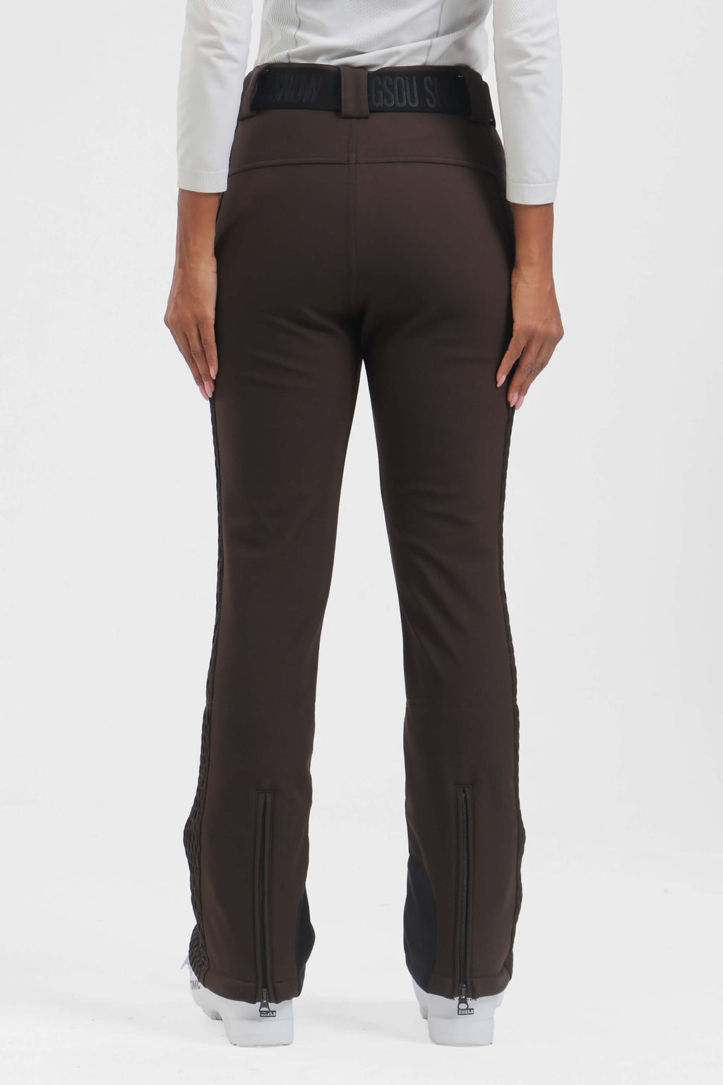 Women's Black Padded Stretch Slim-Fit Ski Pants Snow Pants