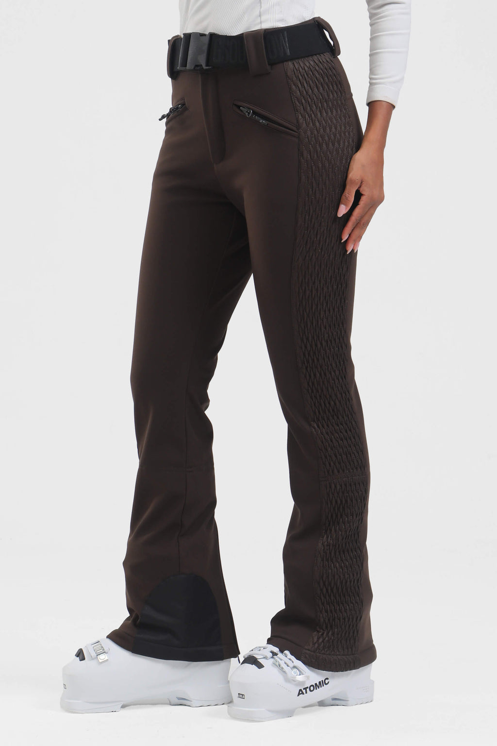 Women's Black Padded Stretch Slim-Fit Ski Pants Snow Pants