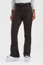 Women's Dark Brown Wearable Padded Stretch Ski Pants Slim Fit Snow Pants - Gsou Snow