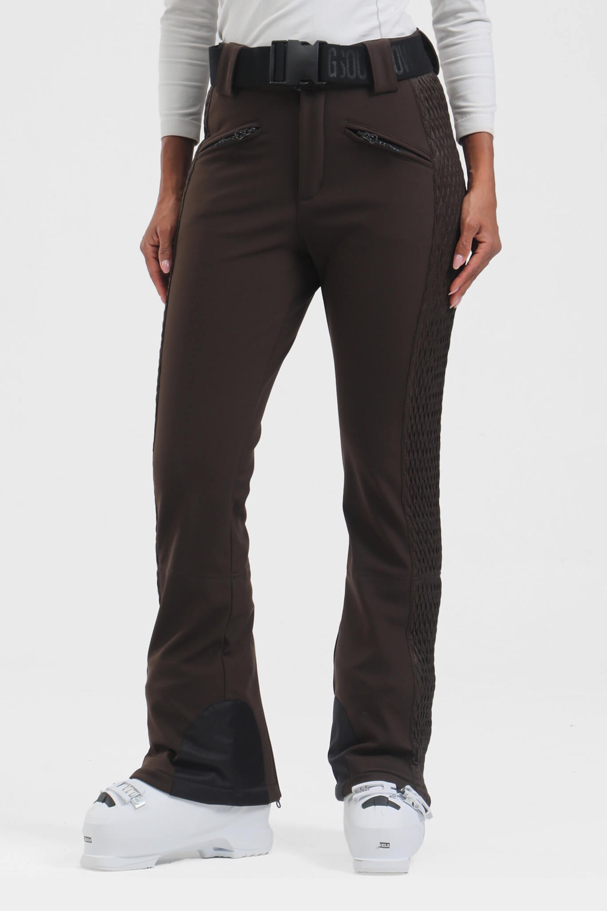 Women's Black Padded Stretch Slim-Fit Ski Pants Snow Pants