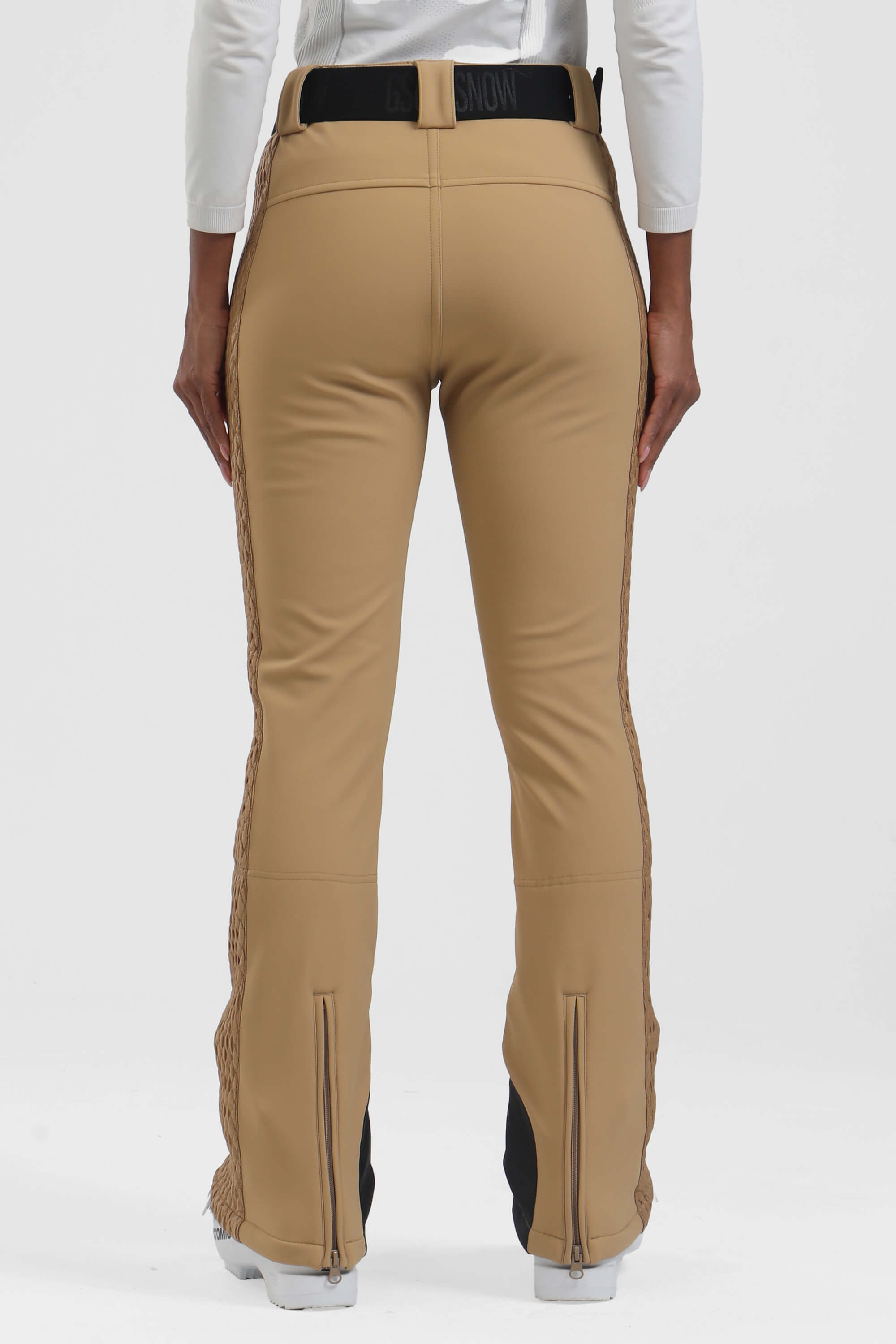 Women's White Padded Stretch Slim-Fit Ski Pants Snow Pants