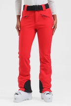 Women's Black Padded Stretch Slim-Fit Ski Pants Snow Pants