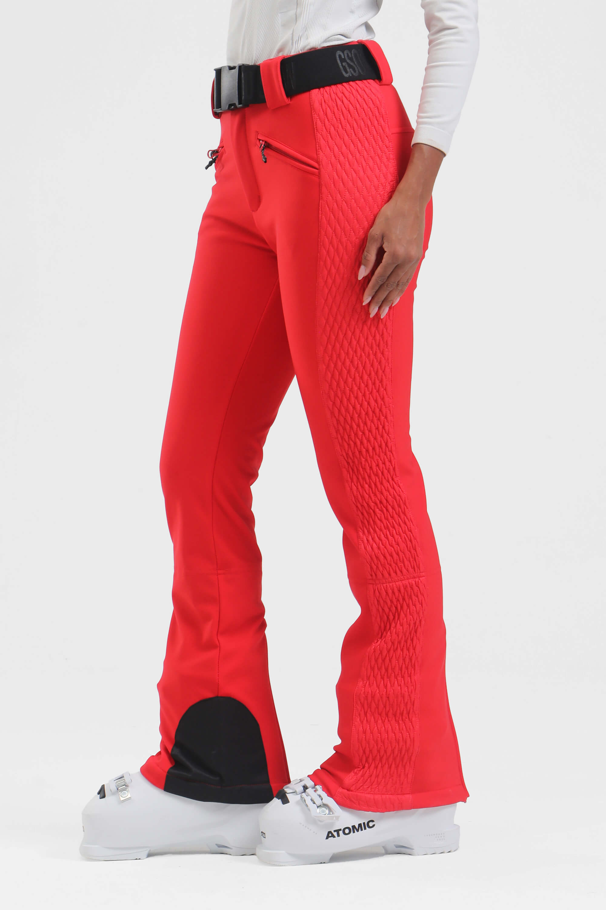Women's Black Padded Stretch Slim-Fit Ski Pants Snow Pants
