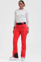 Women's Black Padded Stretch Slim-Fit Ski Pants Snow Pants
