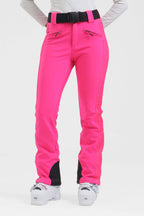 Women's White Padded Stretch Slim-Fit Ski Pants Snow Pants