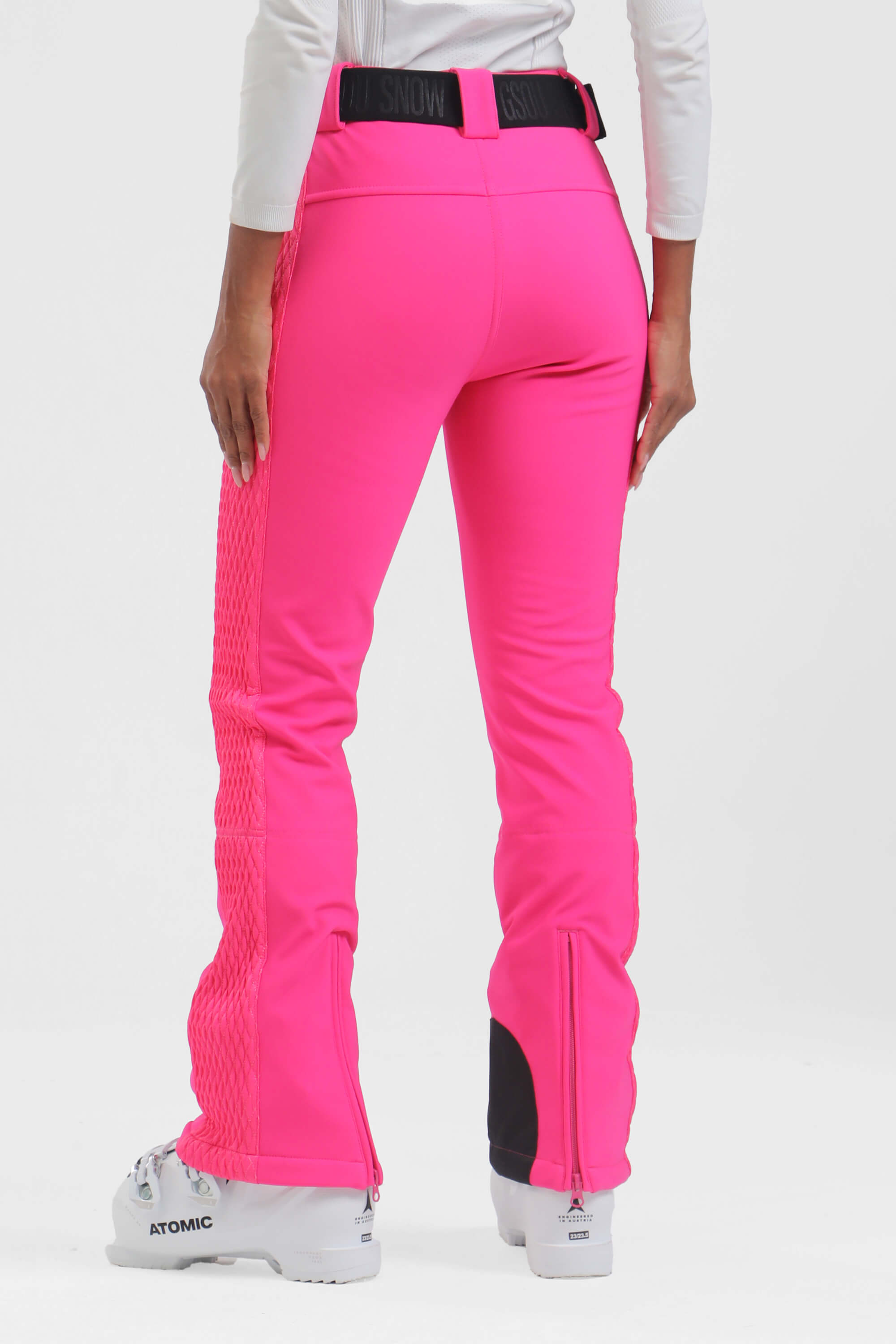 Women's Neon Fuchsia Padded Stretch Slim-Fit Ski Pants Snow Pants Secondary image