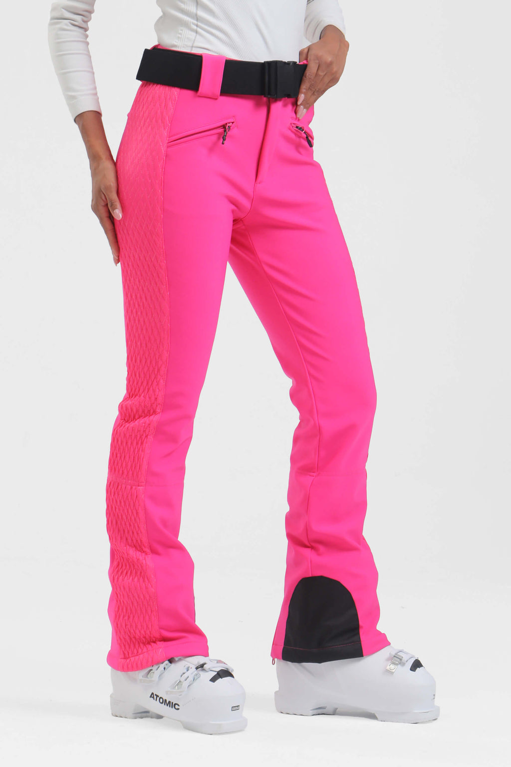 Women's Black Padded Stretch Slim-Fit Ski Pants Snow Pants
