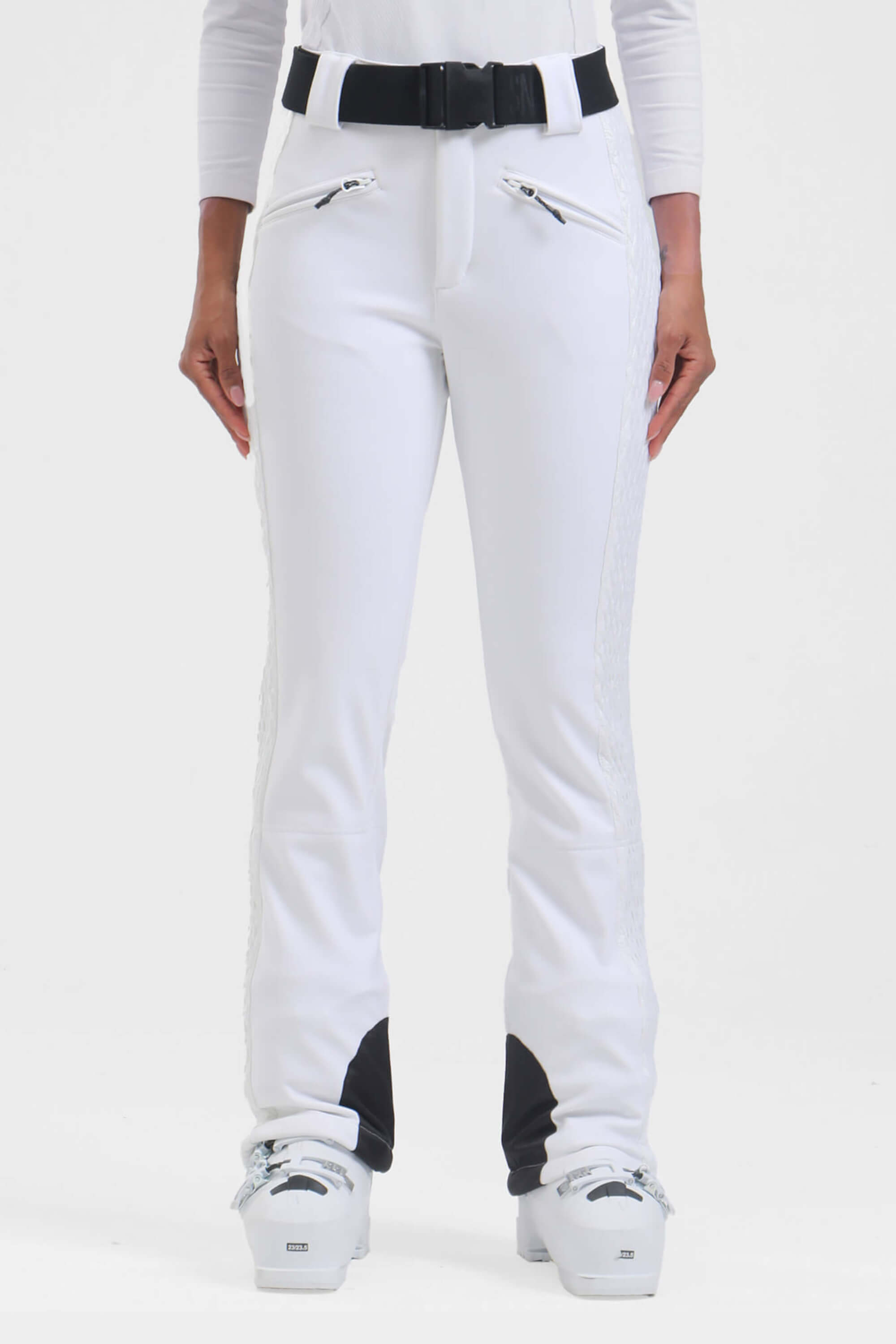 Women's White Padded Stretch Slim-Fit Ski Pants Snow Pants Main image