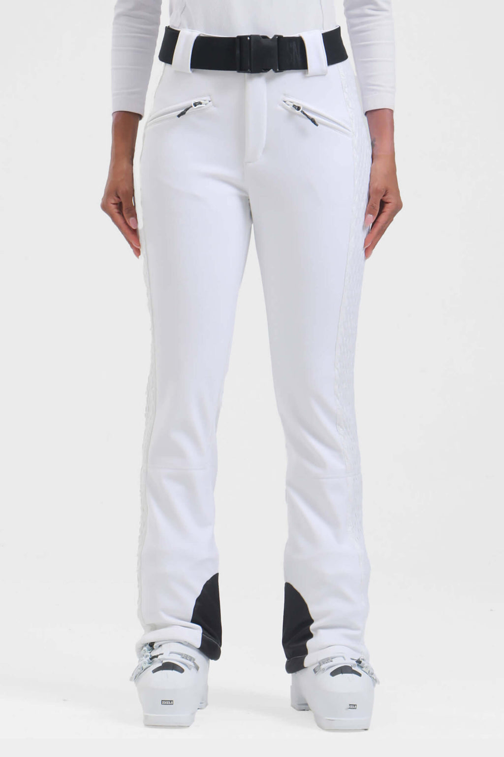 Women's Black Padded Stretch Slim-Fit Ski Pants Snow Pants