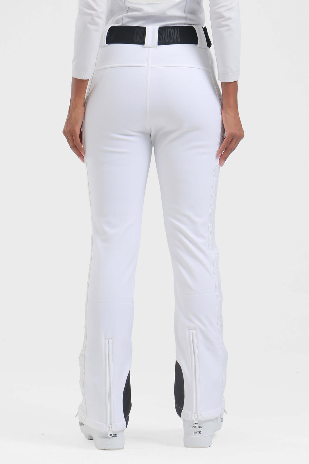 Women's White Padded Stretch Slim-Fit Ski Pants Snow Pants