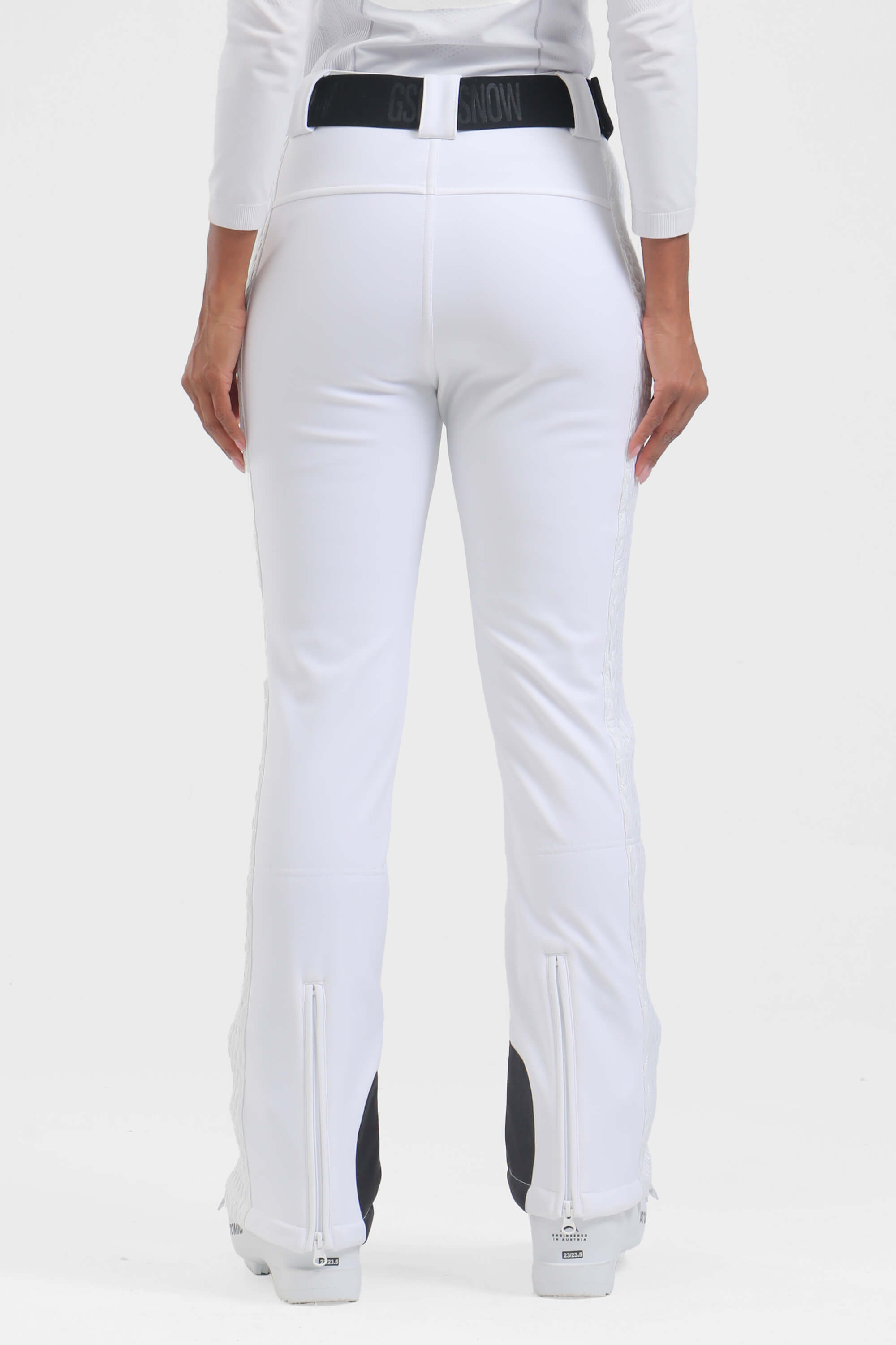 Women's White Padded Stretch Slim-Fit Ski Pants Snow Pants