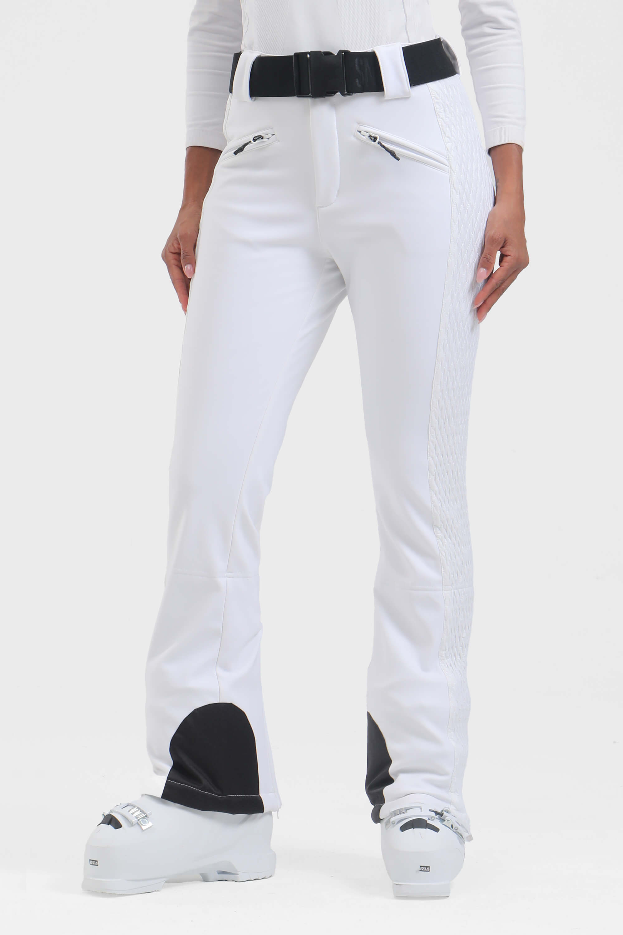 Women's Neon Fuchsia Padded Stretch Slim-Fit Ski Pants Snow Pants