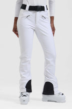 Women's Black Padded Stretch Slim-Fit Ski Pants Snow Pants