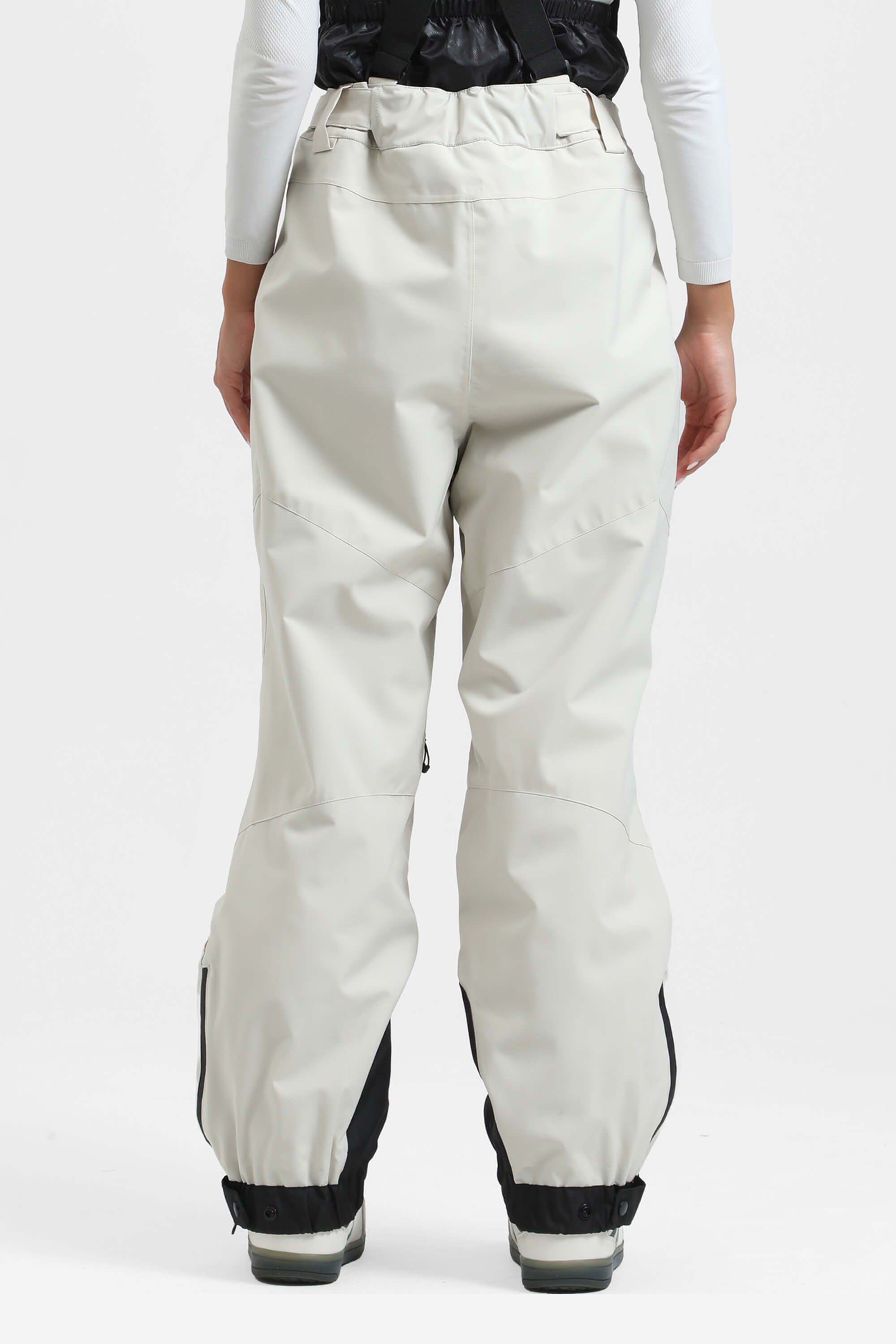Women's Neon Red Insulated Baggy Ski Pants With Detachable Suspenders Snow Pants