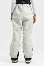 Women's Off White Insulated Baggy Snow Pants With Detachable Suspenders Ski Pants - Gsou Snow