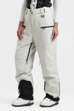 Women's Ice Blue Insulated Baggy Ski Pants With Detachable Suspenders Snow Pants