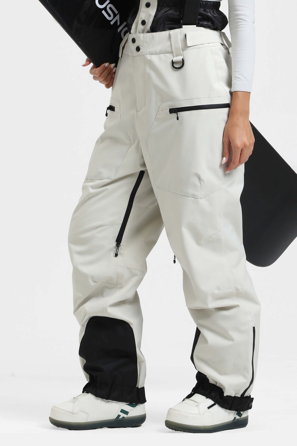 Women's Lavender Insulated Baggy Snow Pants With Detachable Suspenders Ski Pants - Gsou Snow