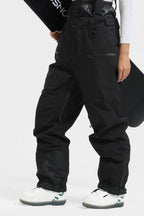 Women's Pink Insulated Baggy Ski Pants With Detachable Suspenders Snow Pants