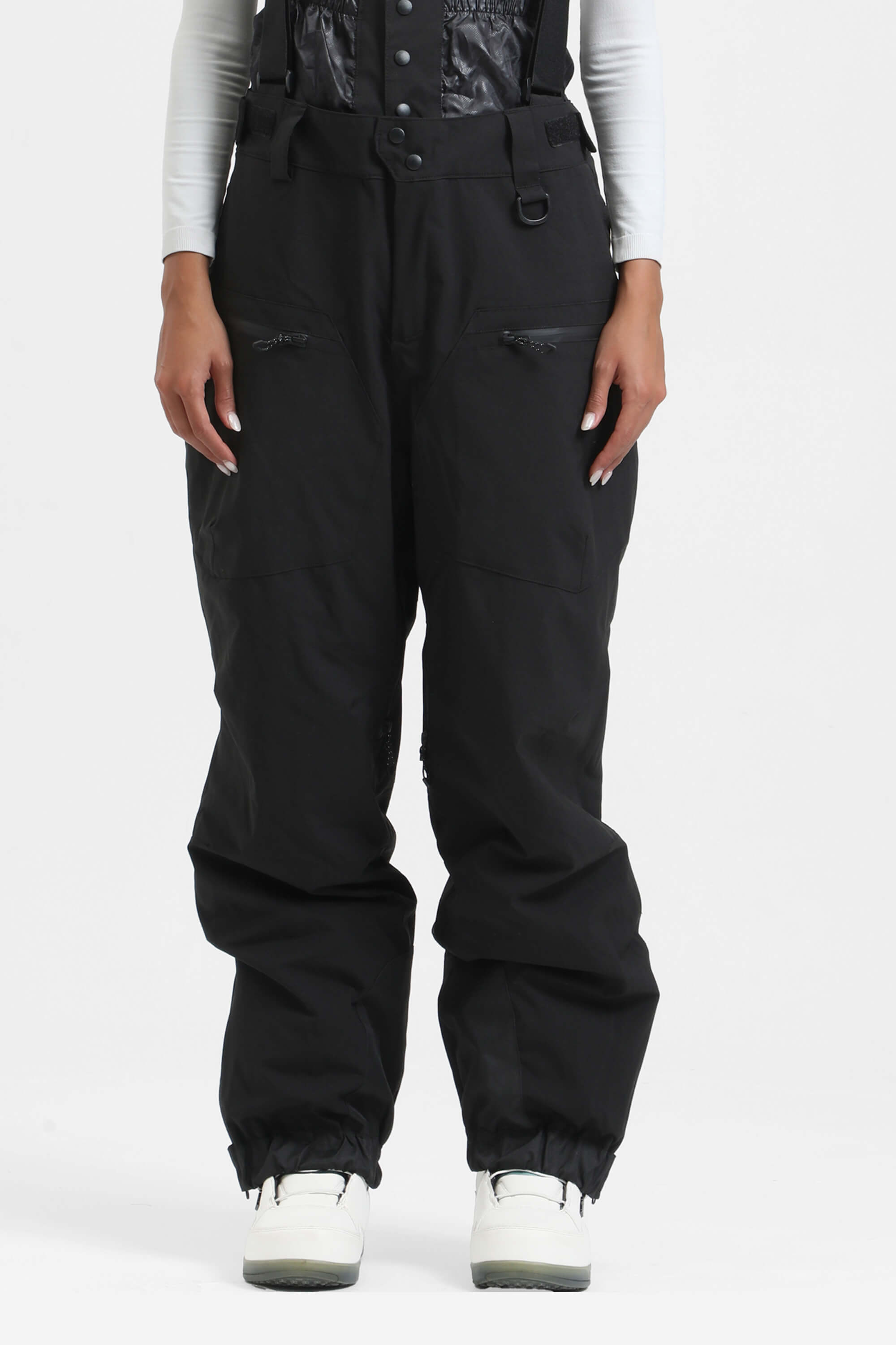 Women's Rose Insulated Baggy Ski Pants With Detachable Suspenders Snow Pants