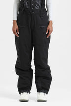Women's Pink Insulated Baggy Ski Pants With Detachable Suspenders Snow Pants