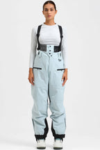 Women's Black Insulated Baggy Snow Pants With Detachable Suspenders Ski Pants - Gsou Snow