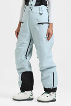 Women's Off White Insulated Baggy Ski Pants With Detachable Suspenders Snow Pants