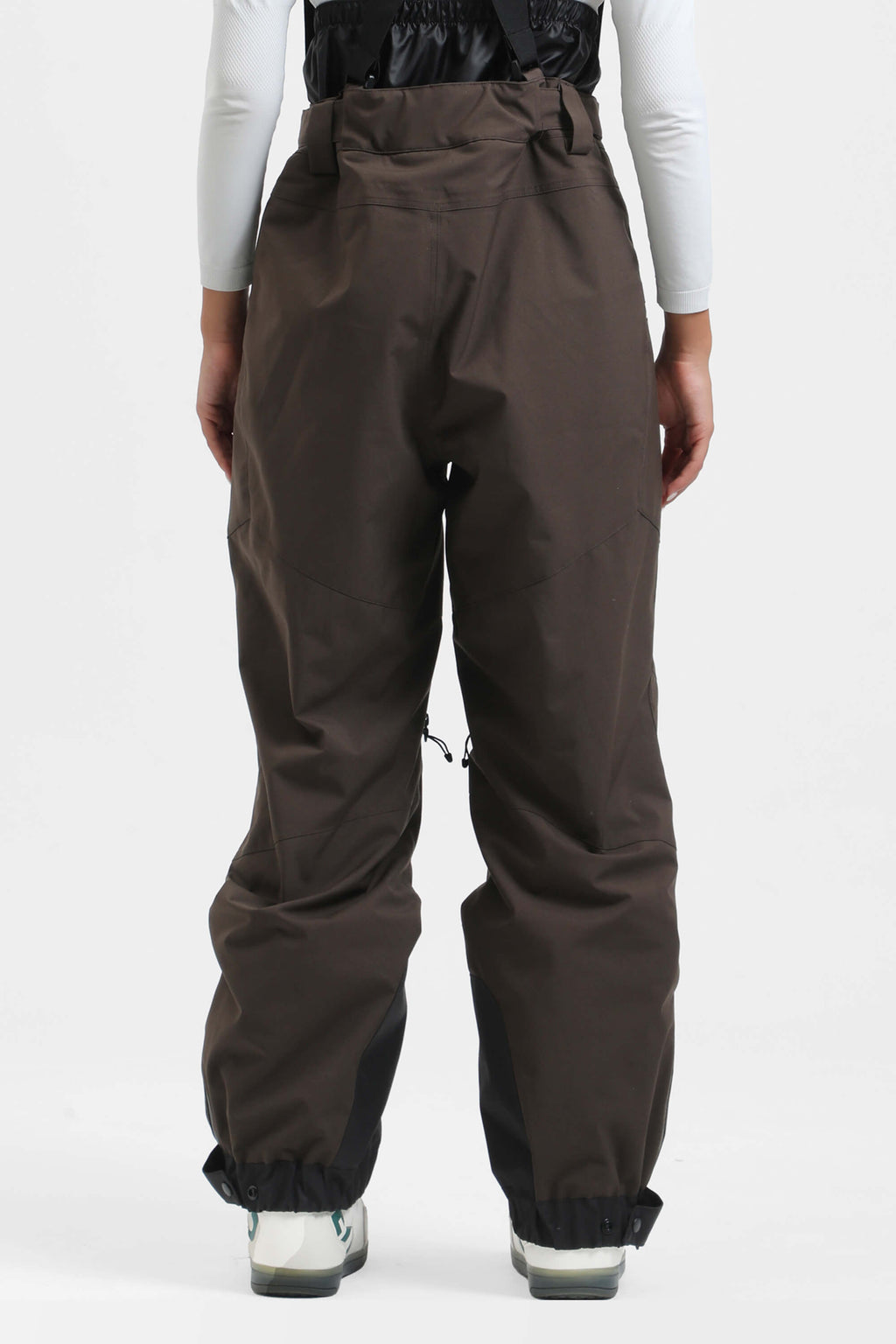 Women's Pink Insulated Baggy Ski Pants With Detachable Suspenders Snow Pants
